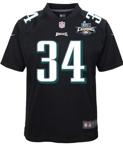Trey Sermon 34 Philadelphia Eagles Super Bowl LVII Champions 2 Stars Youth Game Jersey - Black