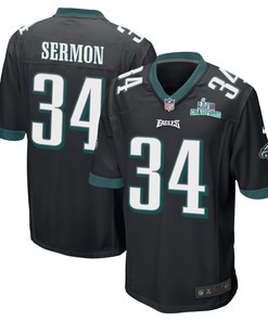 Trey Sermon 34 Philadelphia Eagles Super Bowl LVII Champions Men Game Jersey - Black