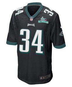 Trey Sermon 34 Philadelphia Eagles Super Bowl LVII Champions Men Game Jersey - Black