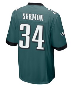Trey Sermon 34 Philadelphia Eagles Super Bowl LVII Champions Men Game Jersey - Midnight Green