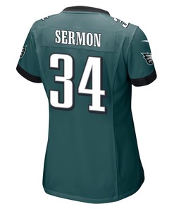 Trey Sermon 34 Philadelphia Eagles Super Bowl LVII Champions Women Game Jersey - Midnight Green