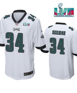 Trey Sermon 34 Philadelphia Eagles Super Bowl LVII Game Player Men Jersey - White