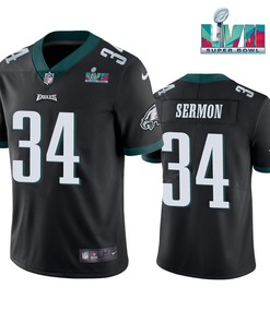 Trey Sermon 34 Philadelphia Eagles Super Bowl LVII Vapor Limited Men Jersey - Black