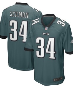 Trey Sermon Philadelphia Eagles Game Player Jersey - Midnight Green