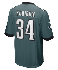 Trey Sermon Philadelphia Eagles Game Player Jersey - Midnight Green