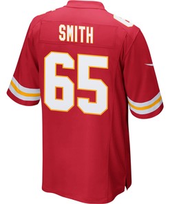 Trey Smith 65 Kansas City Chiefs Super Bowl LVII Champions 3 Stars Men Game Jersey - Red