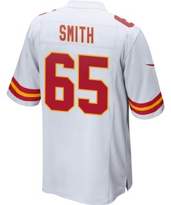 Trey Smith 65 Kansas City Chiefs Super Bowl LVII Champions 3 Stars Men Game Jersey - White