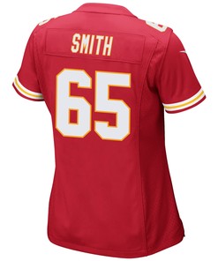 Trey Smith 65 Kansas City Chiefs Super Bowl LVII Champions 3 Stars Women Game Jersey - Red