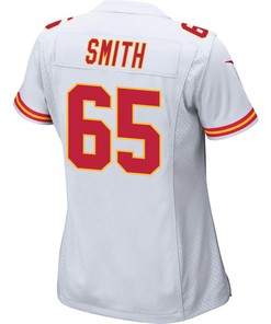Trey Smith 65 Kansas City Chiefs Super Bowl LVII Champions 3 Stars Women Game Jersey - White