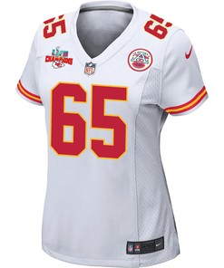 Trey Smith 65 Kansas City Chiefs Super Bowl LVII Champions 3 Stars Women Game Jersey - White