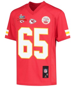 Trey Smith 65 Kansas City Chiefs Super Bowl LVII Champions 3 Stars Youth Game Jersey - Red
