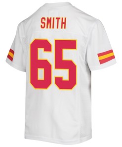 Trey Smith 65 Kansas City Chiefs Super Bowl LVII Champions 3 Stars Youth Game Jersey - White