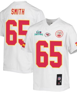 Trey Smith 65 Kansas City Chiefs Super Bowl LVII Champions Youth Game Jersey - White