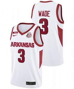 Trey Wade 3 White Arkansas Razorbacks 2022 College Basketball SEC Graduate Patch Jersey