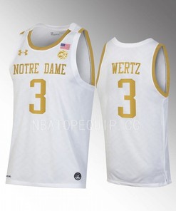 Trey Wertz 3 Notre Dame Fighting Irish White Jersey 2022-23 College Basketball
