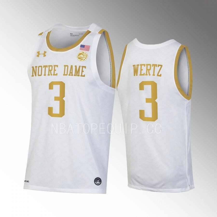 Trey Wertz 3 Notre Dame Fighting Irish White Jersey 2022-23 College Basketball