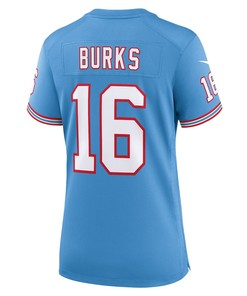 Treylon Burks 16 Tennessee Titans Oilers Throwback Alternate Game Women Jersey - Light Blue