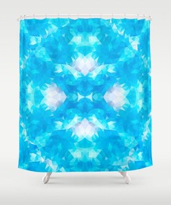 Triangle Pattern Abstract Shower Curtain in Blue and White - Bathroom Decor