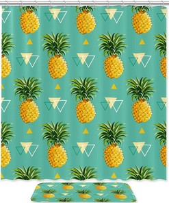 Triangle Pineapple Shower Curtain in Waterproof Fabric for Bathroom Decoration