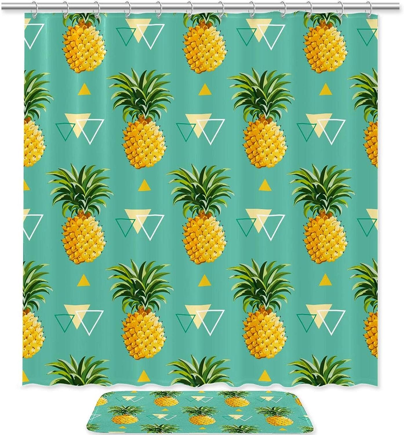 Triangle Pineapple Shower Curtain in Waterproof Fabric for Bathroom Decoration