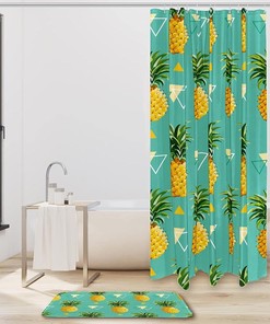 Triangle Pineapple Shower Curtain in Waterproof Fabric for Bathroom Decoration