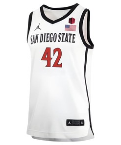 Triston Broughton 42 San Diego State Aztecs 2023 Basketball Jersey MW Logo- Men White