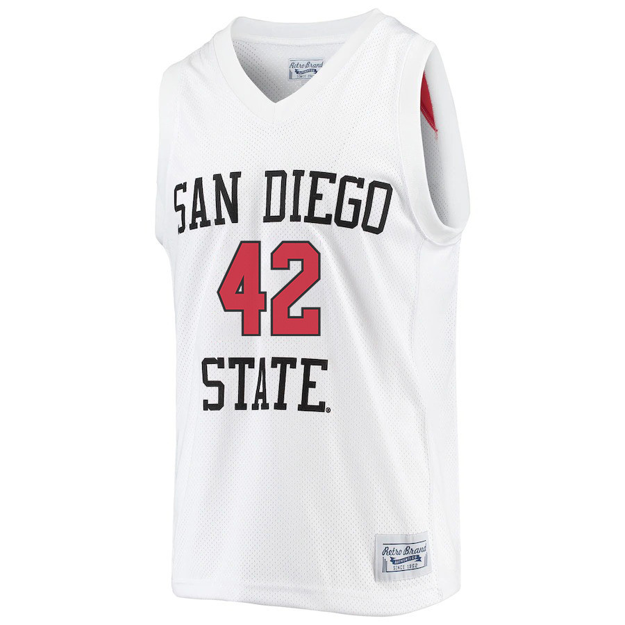 Triston Broughton 42 San Diego State Aztecs 2023 Basketball Jersey- Men White