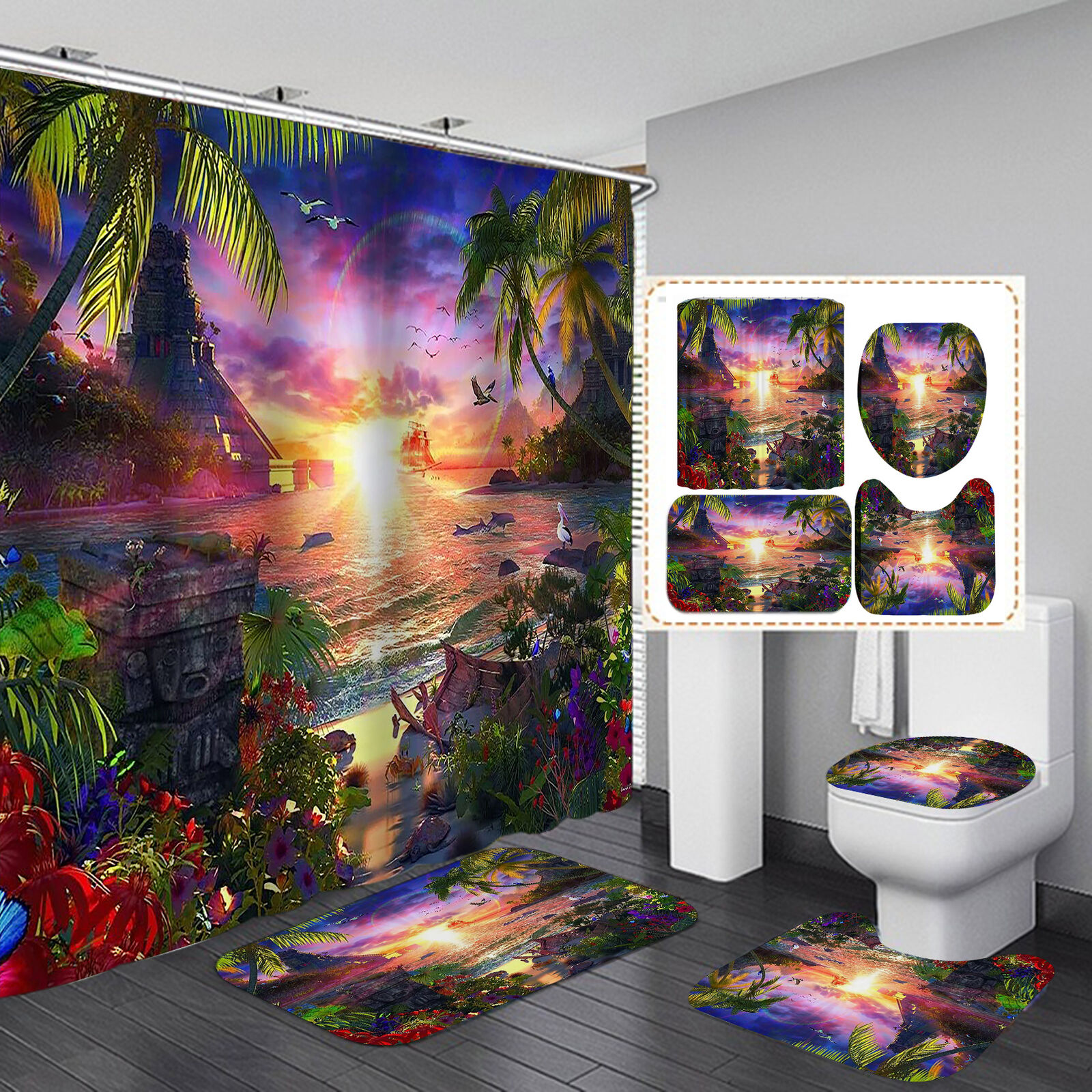 Tropical Beach Sunshine Waterproof Shower Curtain for Your Bathroom