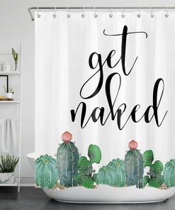 Tropical Cactus Shower Curtain Get Naked Bathroom Decor
