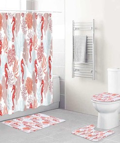 Tropical Coastal Corals Seahorse Seaweed Shower Curtain for a Beachy Bathroom Decor