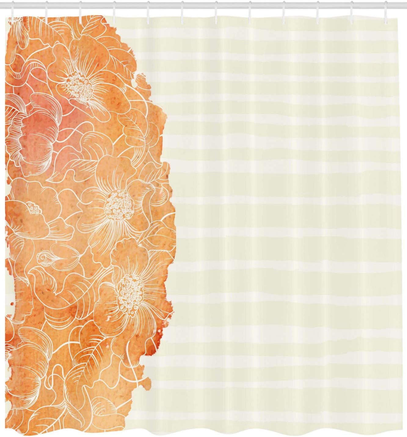 Tropical Floral Shower Curtain with Abstract Backdrop for Bathroom Decor
