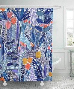 Tropical Green Leaves Art Shower Curtain for Botanical Bathroom Decor