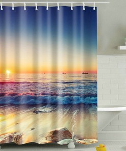 Tropical Island Beach Scene Shower Curtain for Bathroom Decor