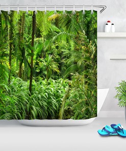 Tropical Jungle Nature View Shower Curtain Bathroom Decor