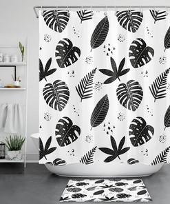 Tropical Leaf Nature Plant Shower Curtain for Relaxing Bathroom Decor