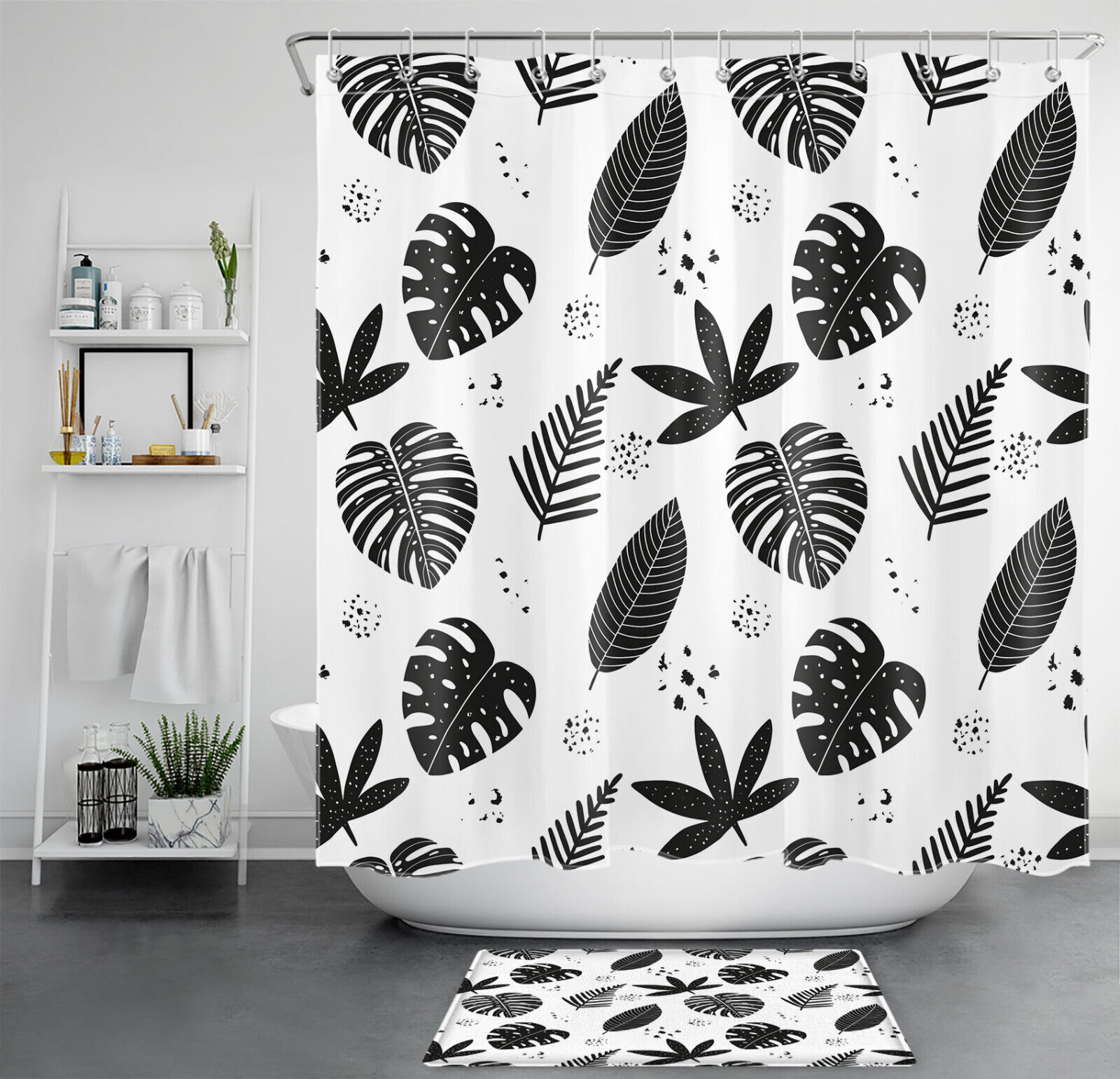 Tropical Leaf Nature Plant Shower Curtain for Relaxing Bathroom Decor