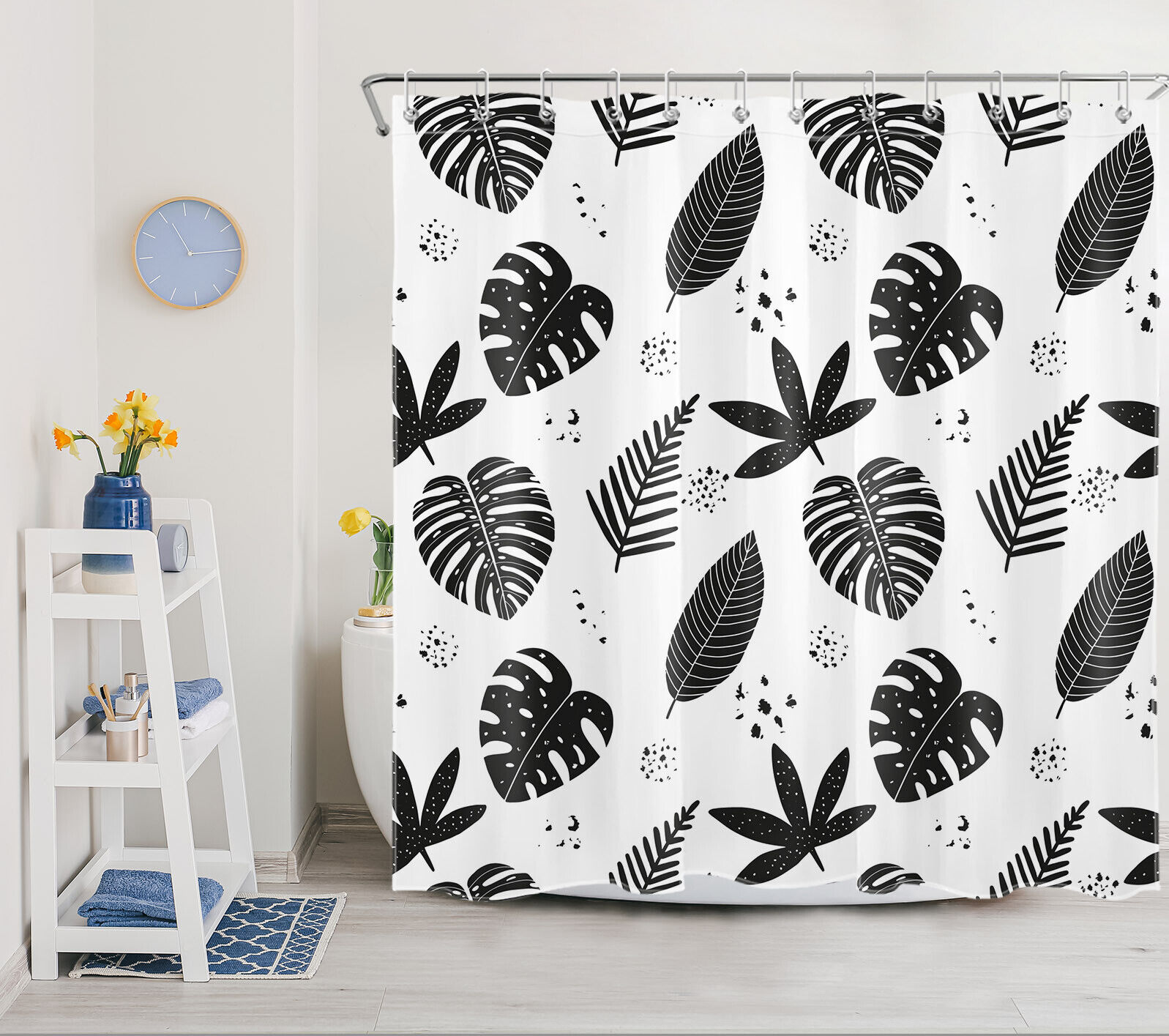 Tropical Leaf Nature Plant Shower Curtain for Relaxing Bathroom Decor
