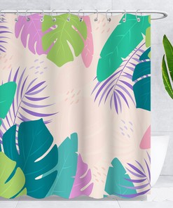 Tropical Leaves Abstract Shower Curtain for Modern Bathroom Decor