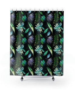 Tropical Leaves Rainforest Shower Curtain for Home Decor - Ballida Green and Blue Bath Curtain