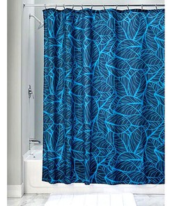 Tropical Palm Leaf Blue Shower Curtain - Bathroom and Home Decor