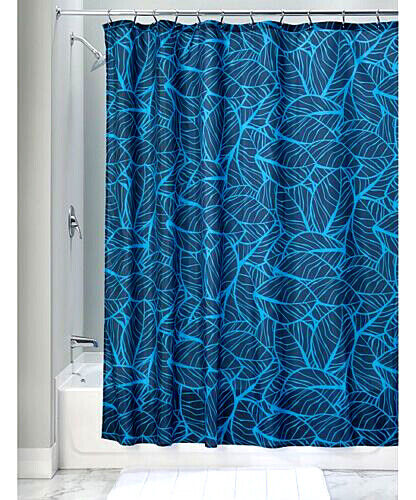 Tropical Palm Leaf Blue Shower Curtain - Bathroom and Home Decor