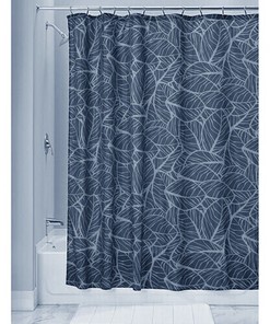 Tropical Palm Leaf Leaves Blue Fabric Shower Curtain - Bathroom and Home Decor
