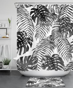 Tropical Palm Leaf Shower Curtain - Bathroom Decor