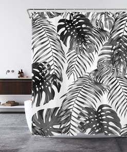 Tropical Palm Leaf Shower Curtain - Bathroom Decor