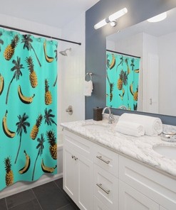 Tropical Pattern Shower Curtain for a Jungle-Inspired Bathroom Decor
