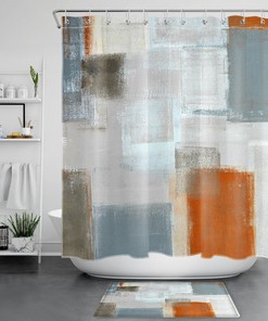 Tropical Plant and Woman Shower Curtain - Abstract Design with Bohemia Art for Bathroom Decor 