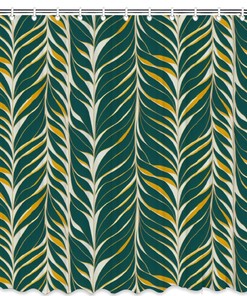 Tropical Plants Boho Shower Curtain, Palm Leaves and Watercolor, Bath Waterproof Bathroom Curtain