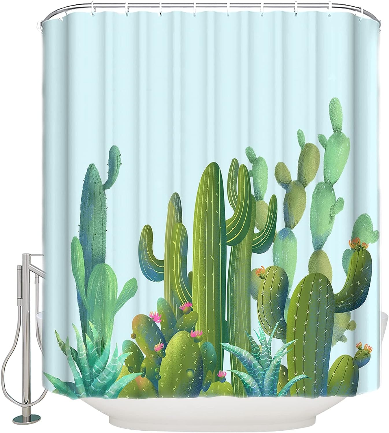 Tropical Plants Cactus Succulents Shower Curtain - Home Decor Bathroom Curtain
