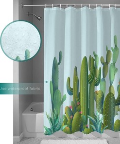 Tropical Plants Cactus Succulents Shower Curtain - Home Decor Bathroom Curtain