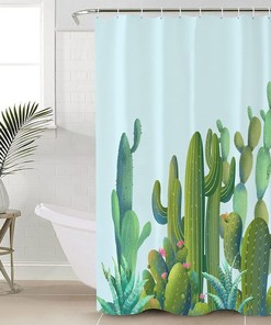 Tropical Plants Cactus Succulents Shower Curtain - Home Decor Bathroom Curtain